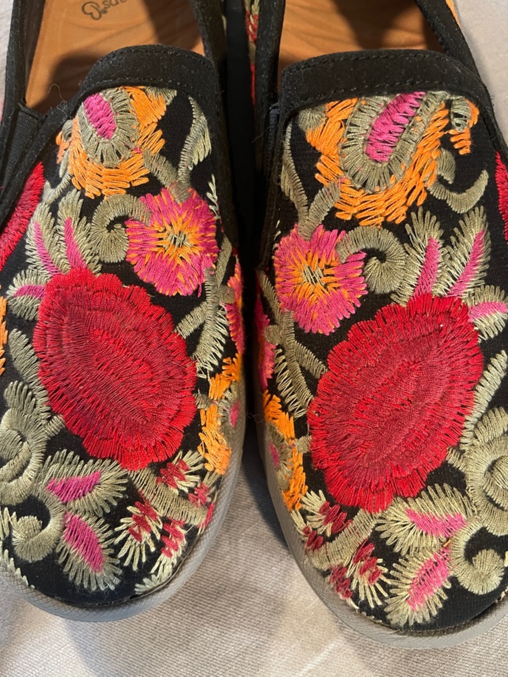 BareTraps Black Slip-On Flats with Red Floral Embroidery - Picture 8 of 8